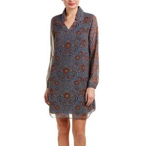 Cabi Provincial Long Sleeve Shift Dress Blue Small